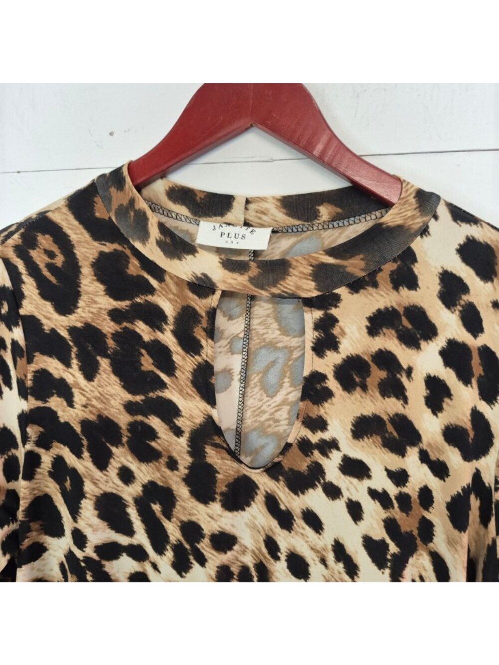 Janette USA Leopard Print Keyhole Neck Dress Size 1x - Picture 2 of 6